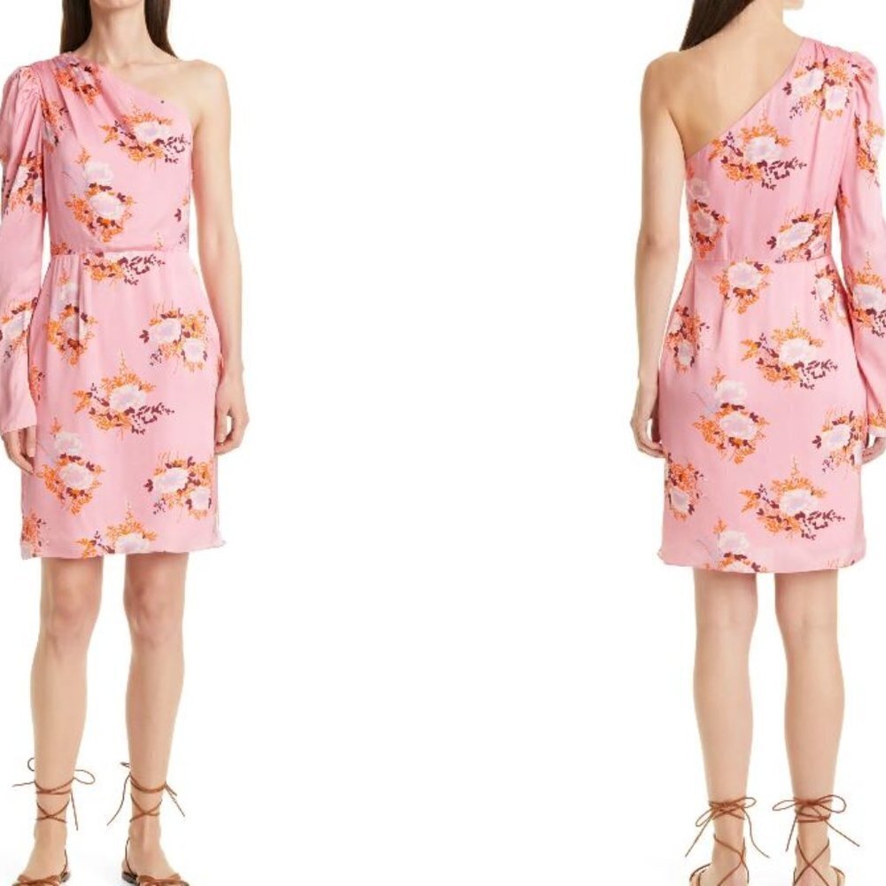 Les Reveries floral print one shoulder dress